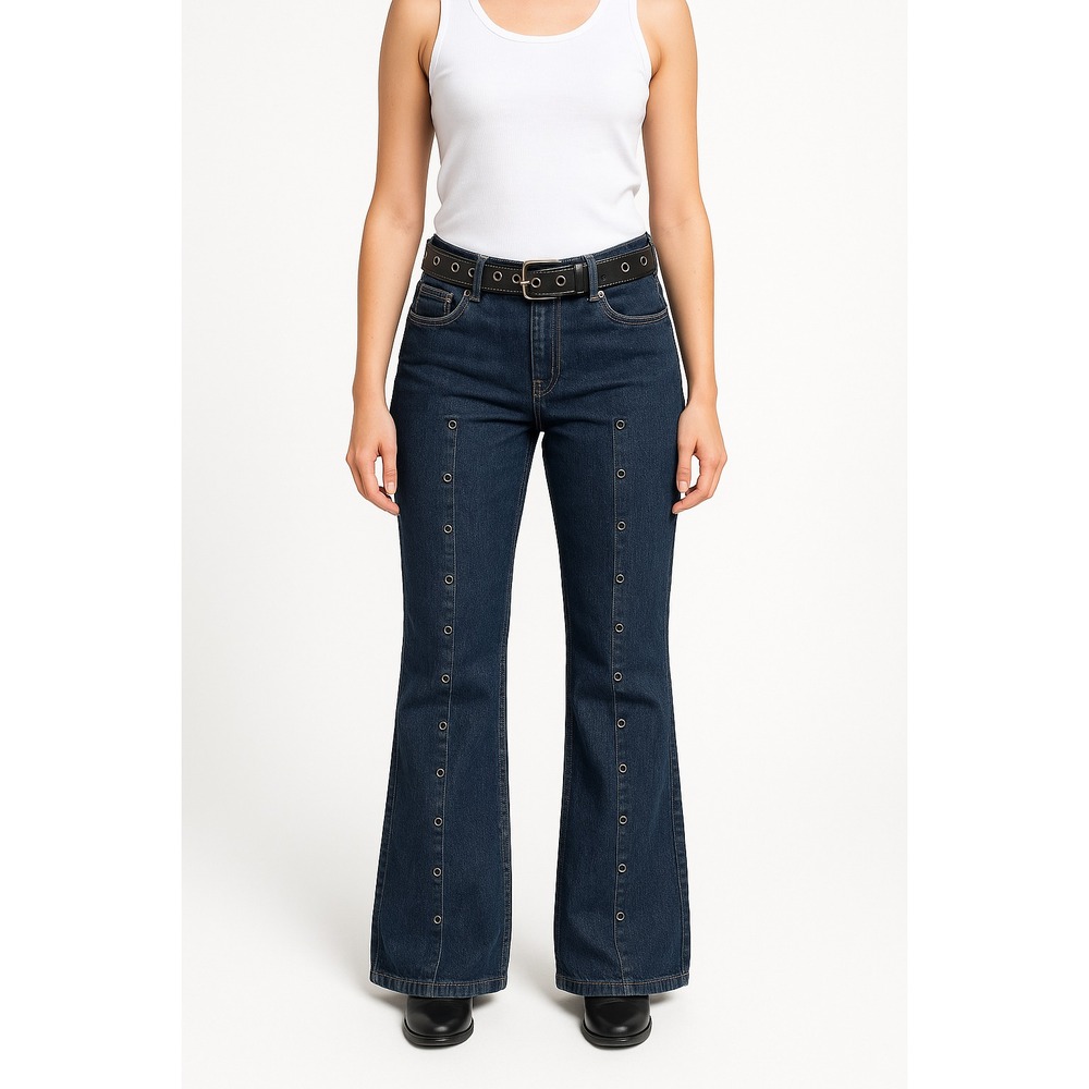 FUBU Grommet Jeans Juniors 15/16 Womens 12/14 34x26‎ Y2K Dark Wash Vintage